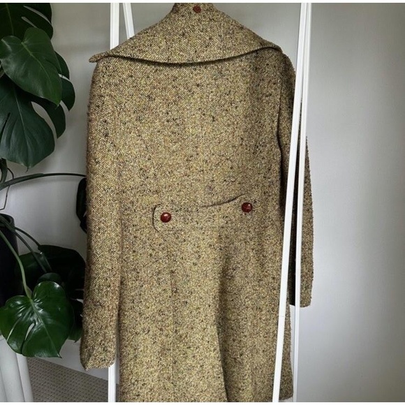 Rare Vintage J. Crew Green Wool Tweed Double Breasted Pea Coat Size 2 - Picture 10 of 16